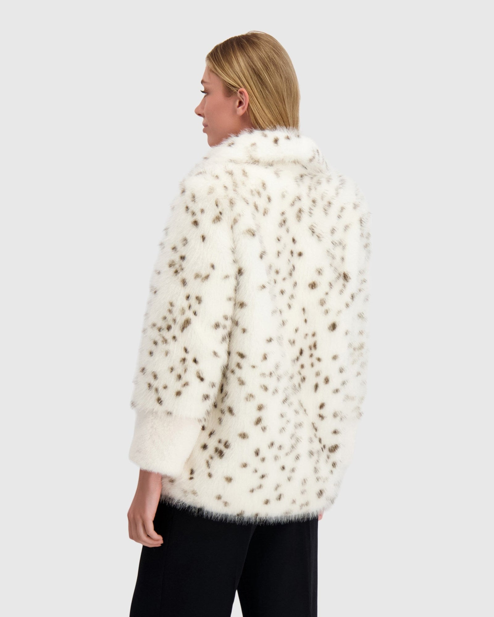Fur-Free Fox And Mink (Faux Fur) Jacket | White/Black Spotted