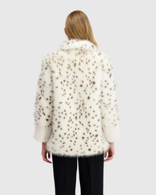 Fur-Free Fox And Mink (Faux Fur) Jacket | White/Black Spotted