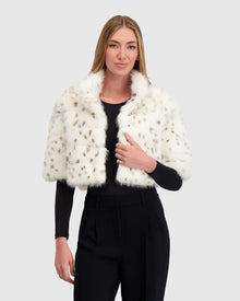 Fur-Free Fox (Faux Fur) Bolero | White/Black Spotted