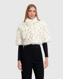 Fur-Free Fox (Faux Fur) Bolero | White/Black Spotted
