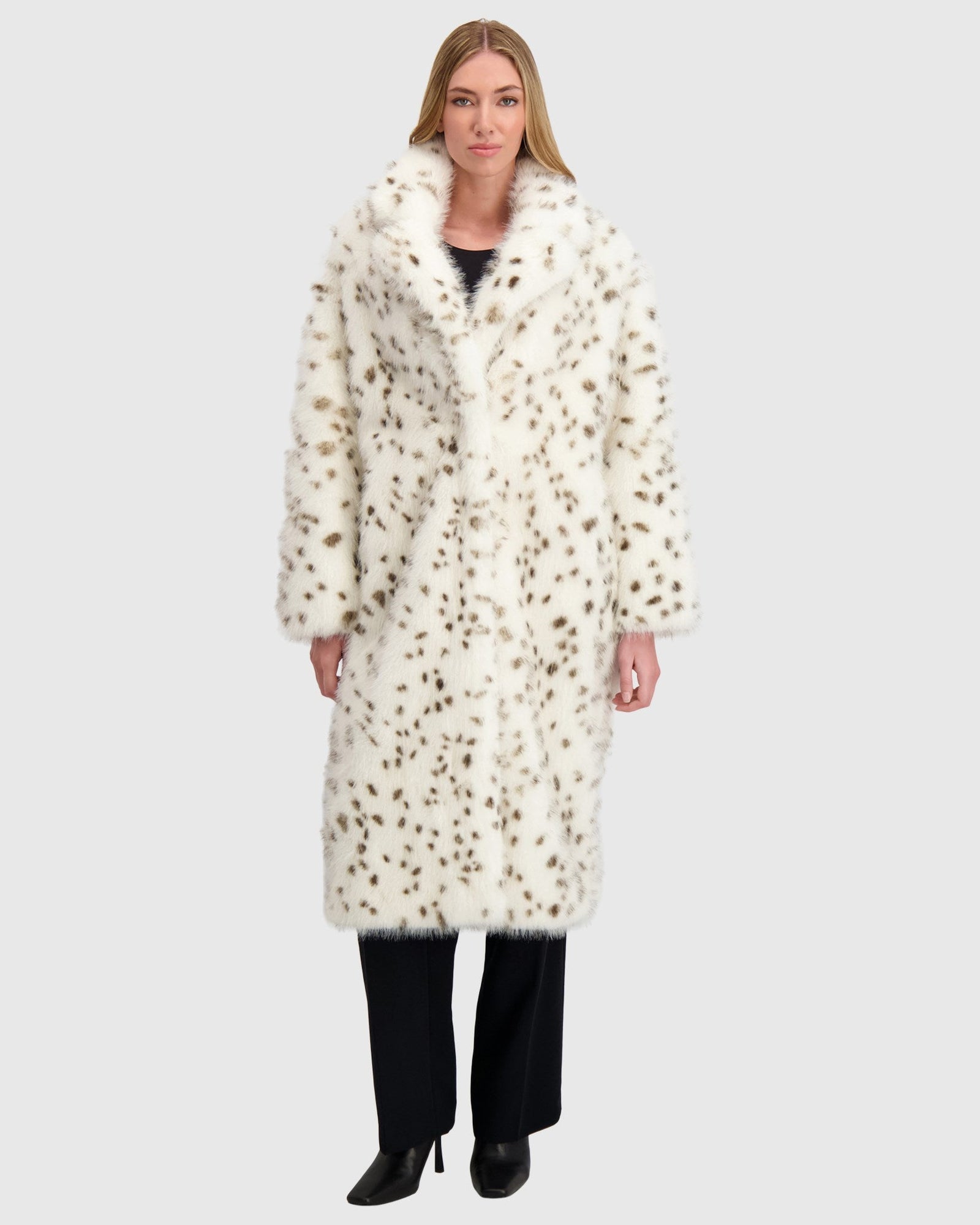 Fur-Free Fox (Faux Fur) Coat | White/Black Spotted