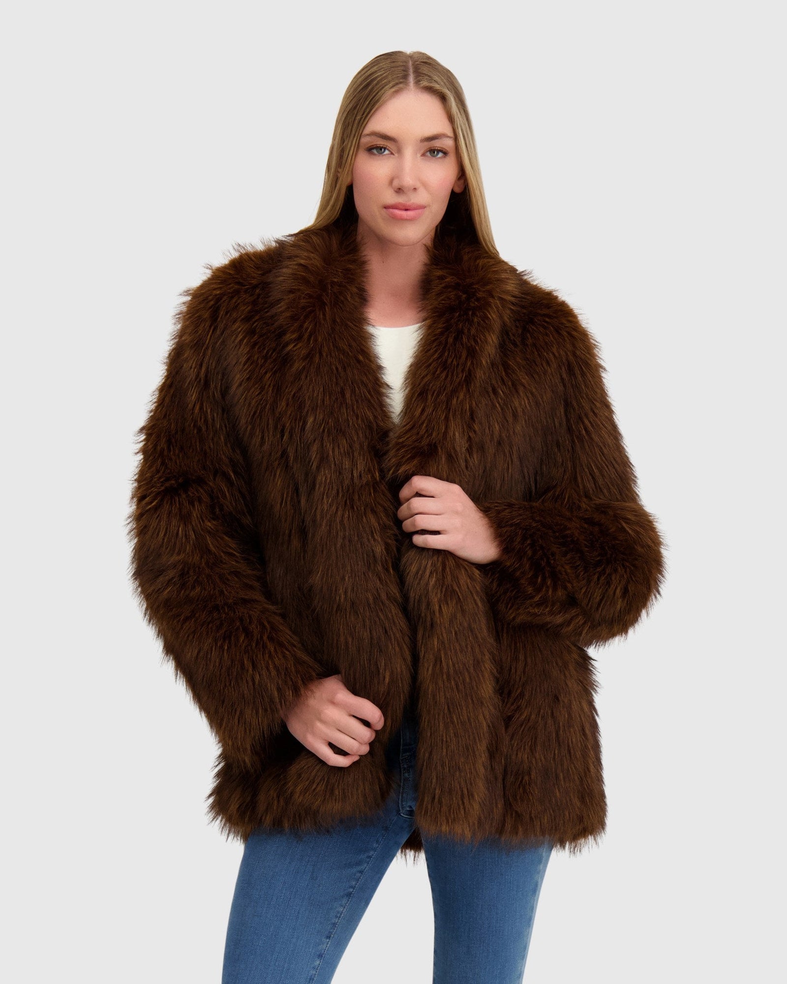Fur-Free Fox (Faux Fur) Jacket | Brown Multi