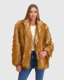 Fur-Free Fox (Faux Fur) Jacket | Whiskey Multi