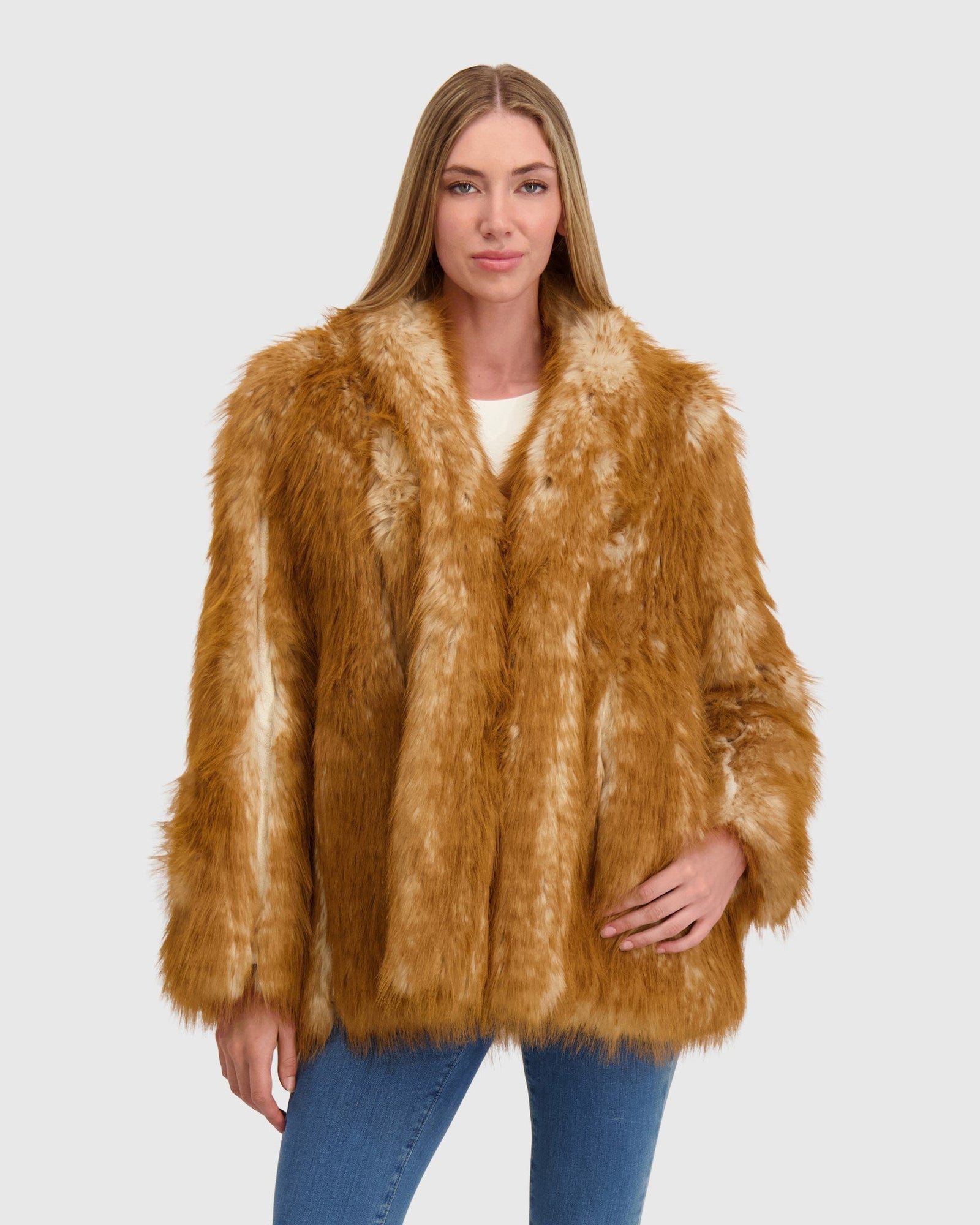 Fur-Free Fox (Faux Fur) Jacket | Whiskey Multi