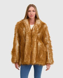 Fur-Free Fox (Faux Fur) Jacket | Whiskey Multi