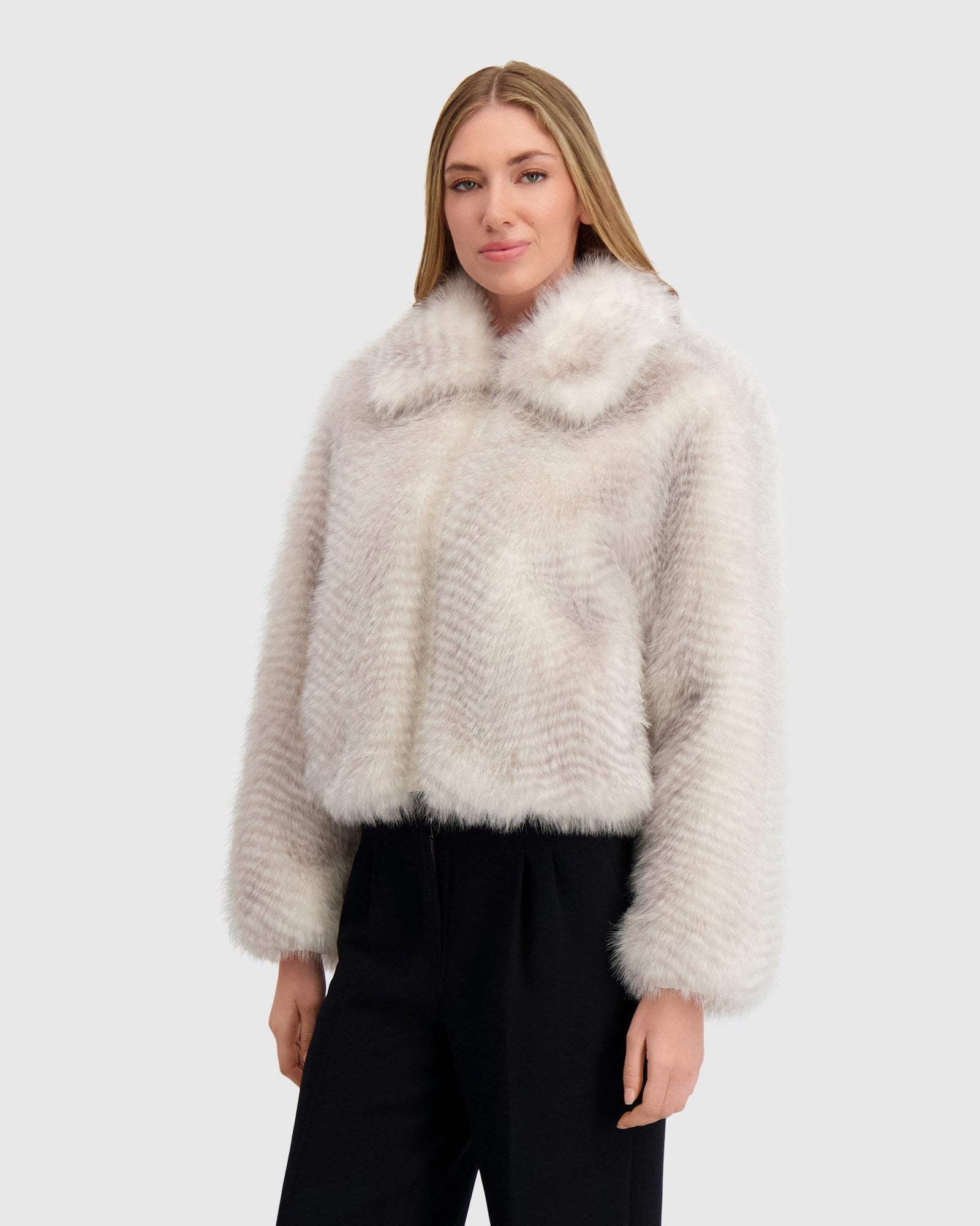 Fur-Free Fox (Faux Fur) Jacket | Gray Cross