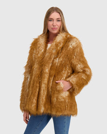 Fur-Free Fox (Faux Fur) Jacket | Whiskey Multi