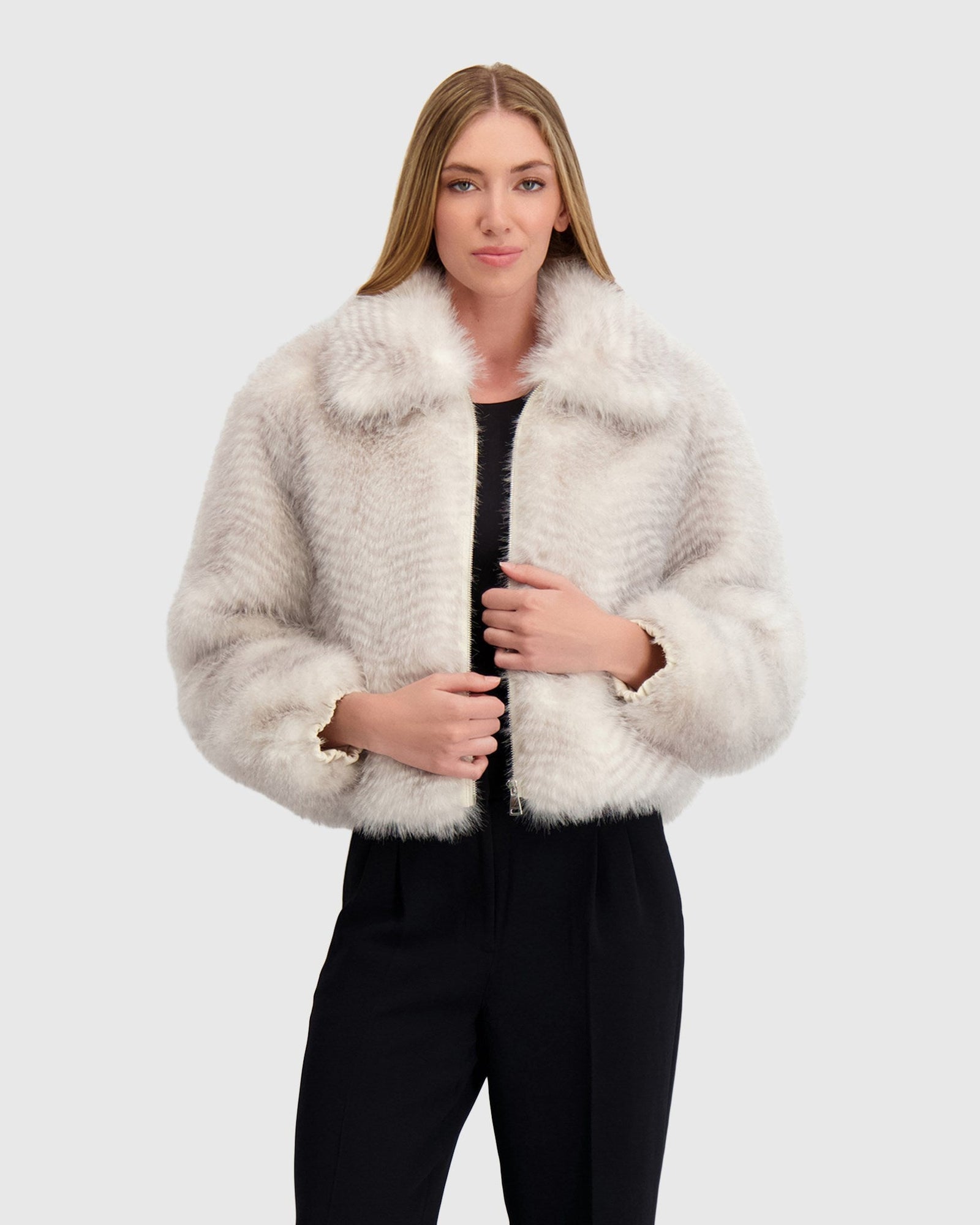 Fur-Free Fox (Faux Fur) Jacket | Gray Cross