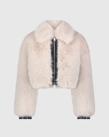 Fur-Free Fox (Faux Fur) Zip Bolero | Natural/Black