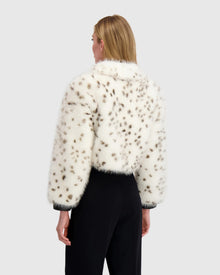 Fur-Free Fox (Faux Fur) Zip Bolero | White/Black Spotted