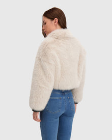 Fur-Free Fox (Faux Fur) Zip Bolero | Natural/Black