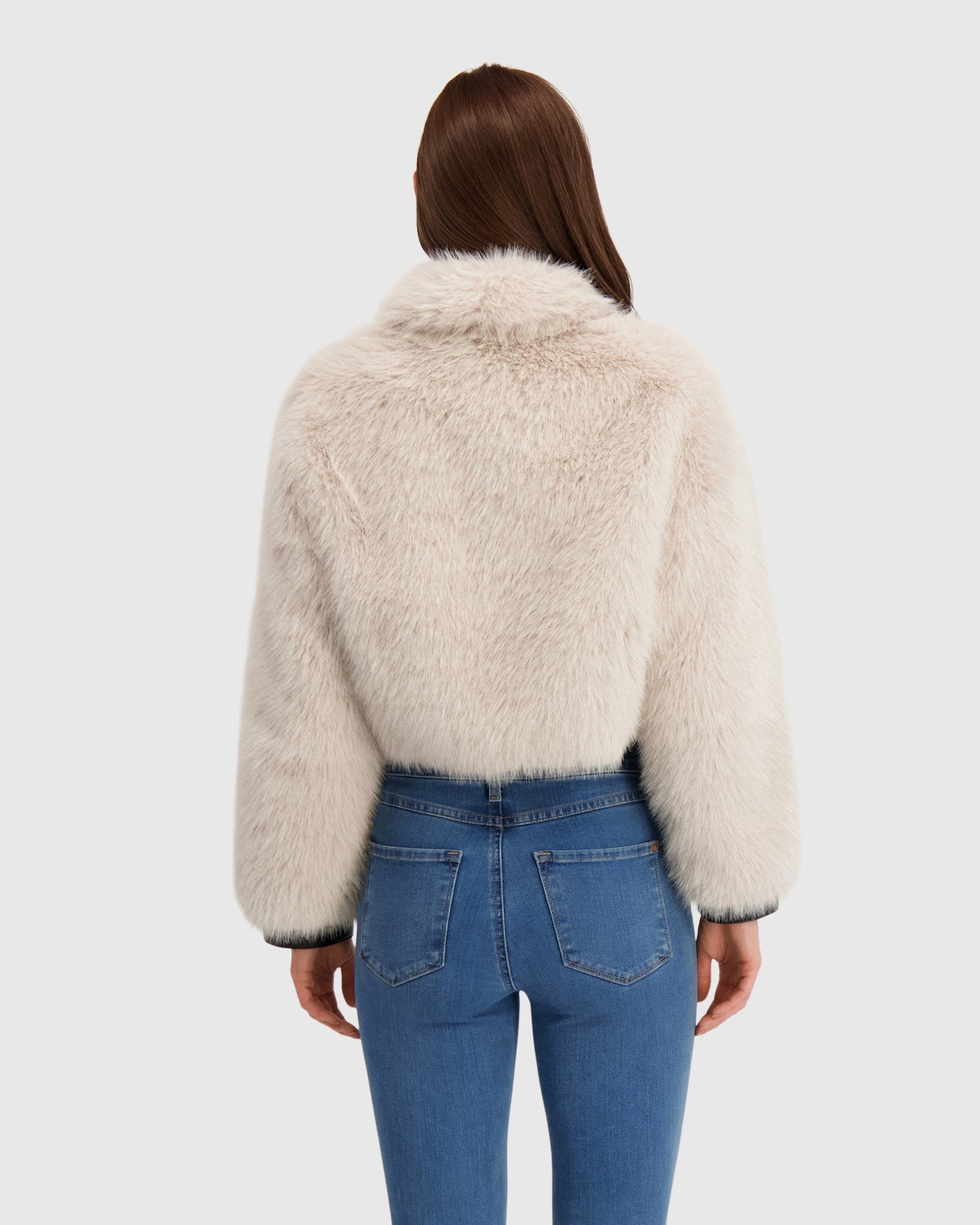 Fur-Free Fox (Faux Fur) Zip Bolero | Natural/Black