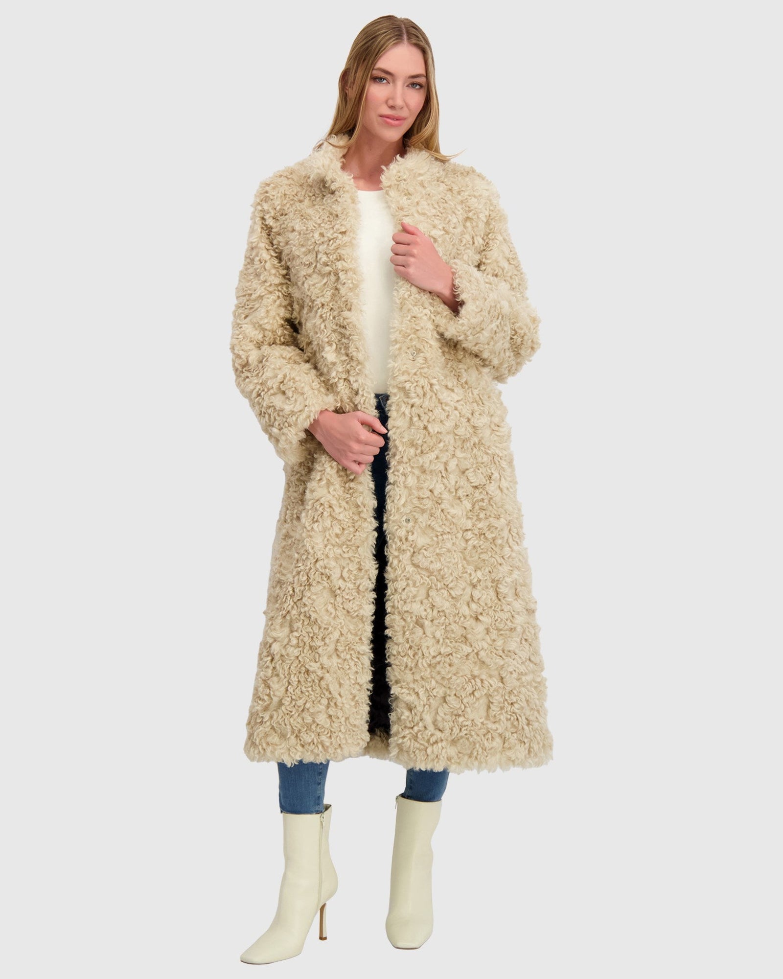 Fur-Free Lamb (Faux Fur) Coat | Beige