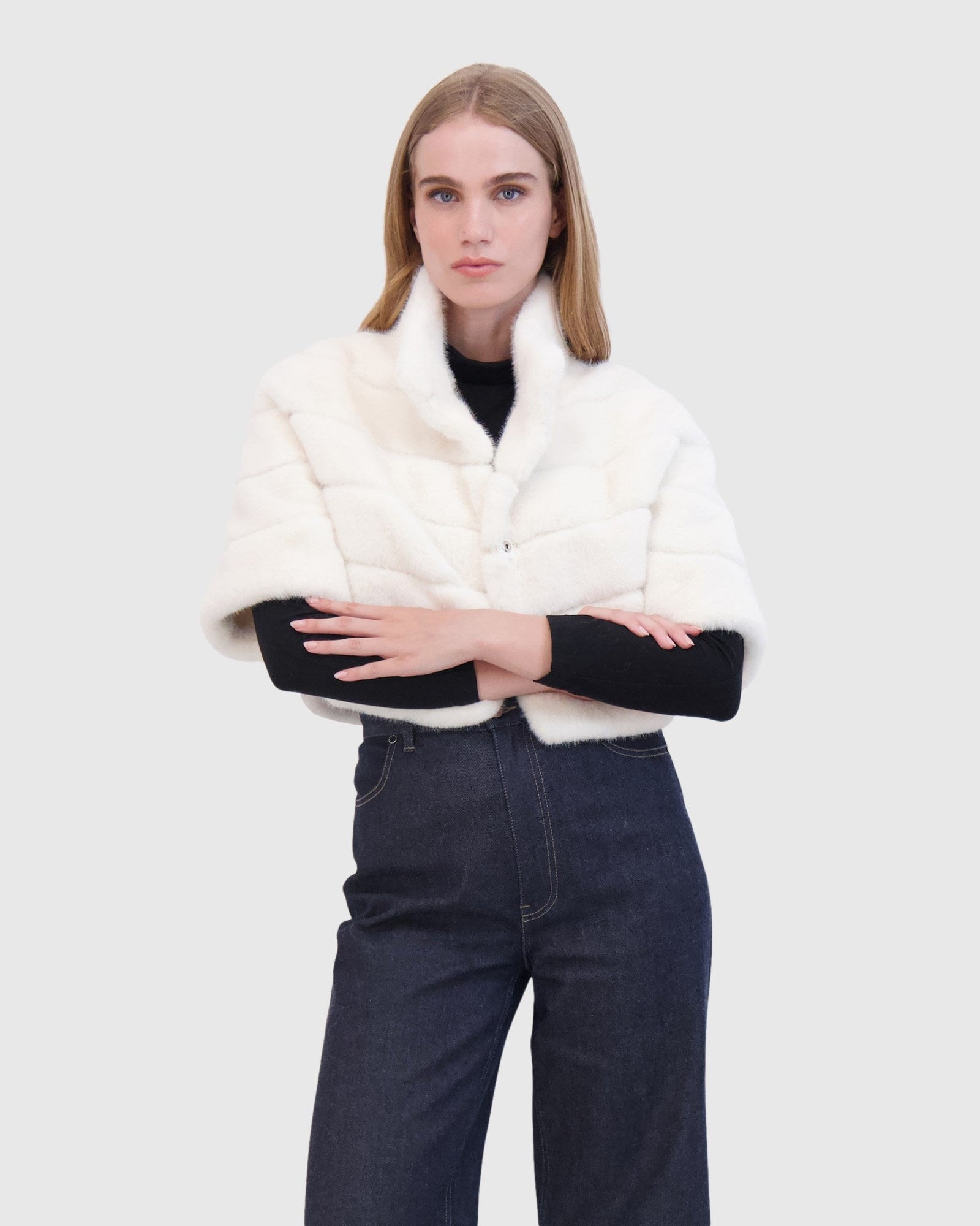 Fur-Free Mink (Faux Fur) Bolero | White