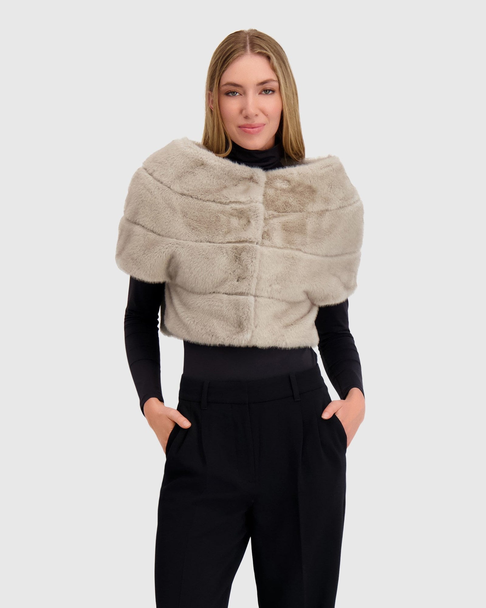 Fur-Free Mink (Faux Fur) Capelet | Silver Blue