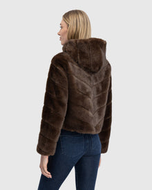 Fur-Free Mink (Faux Fur) Hooded Jacket | Brown