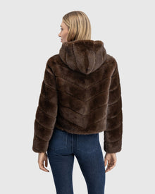 Fur-Free Mink (Faux Fur) Hooded Jacket | Brown