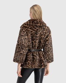 Fur-Free Mink (Faux Fur) Jacket, Belt | Leopard Print