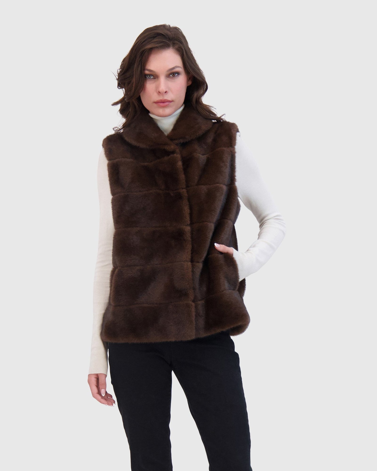 Fur-Free Mink (Faux Fur) Vest | Brown