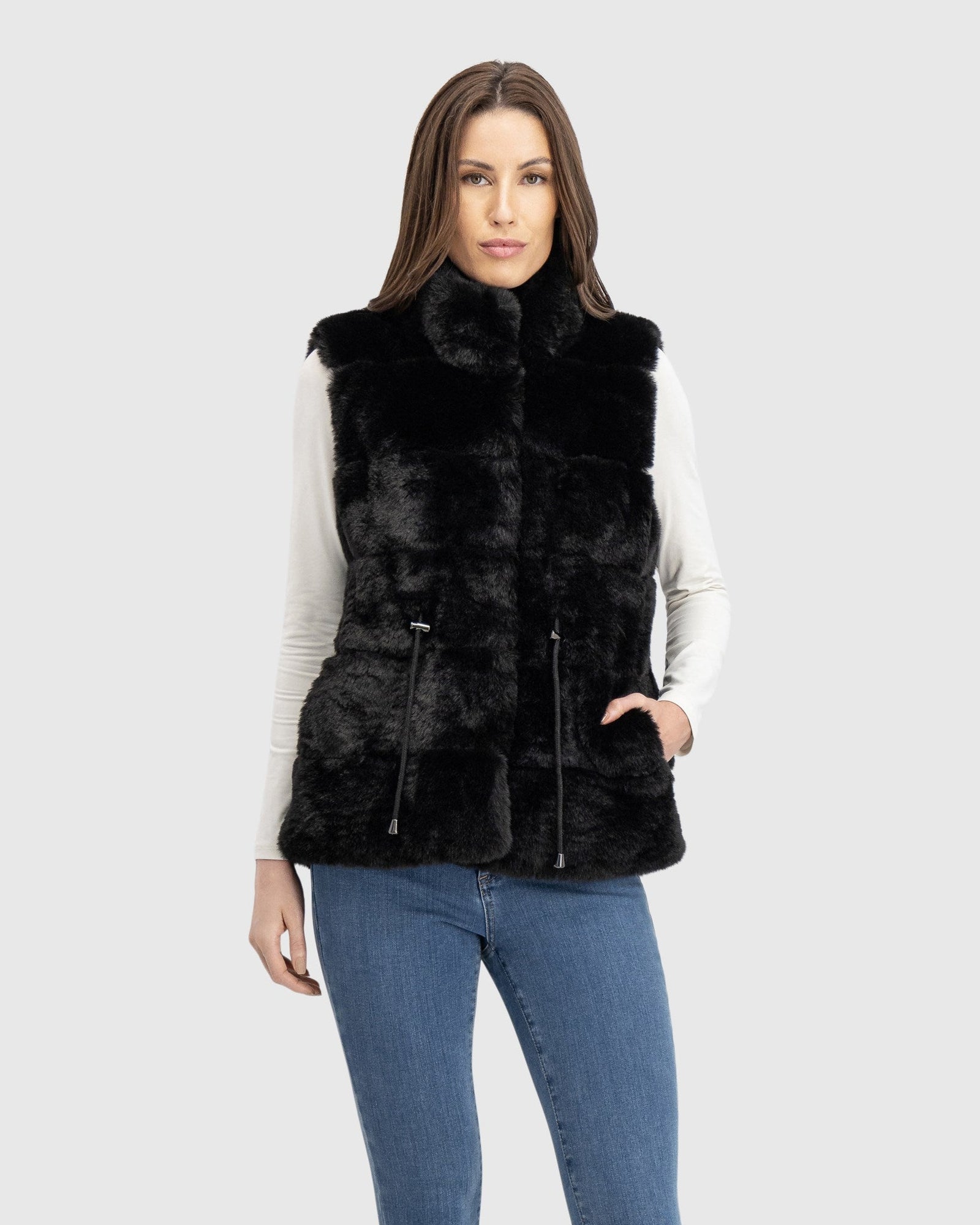 Fur-Free Rex Rabbit (Faux Fur) Vest | Black