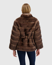 Fur-Free Sable (Faux Fur) Jacket, Belt | Brown