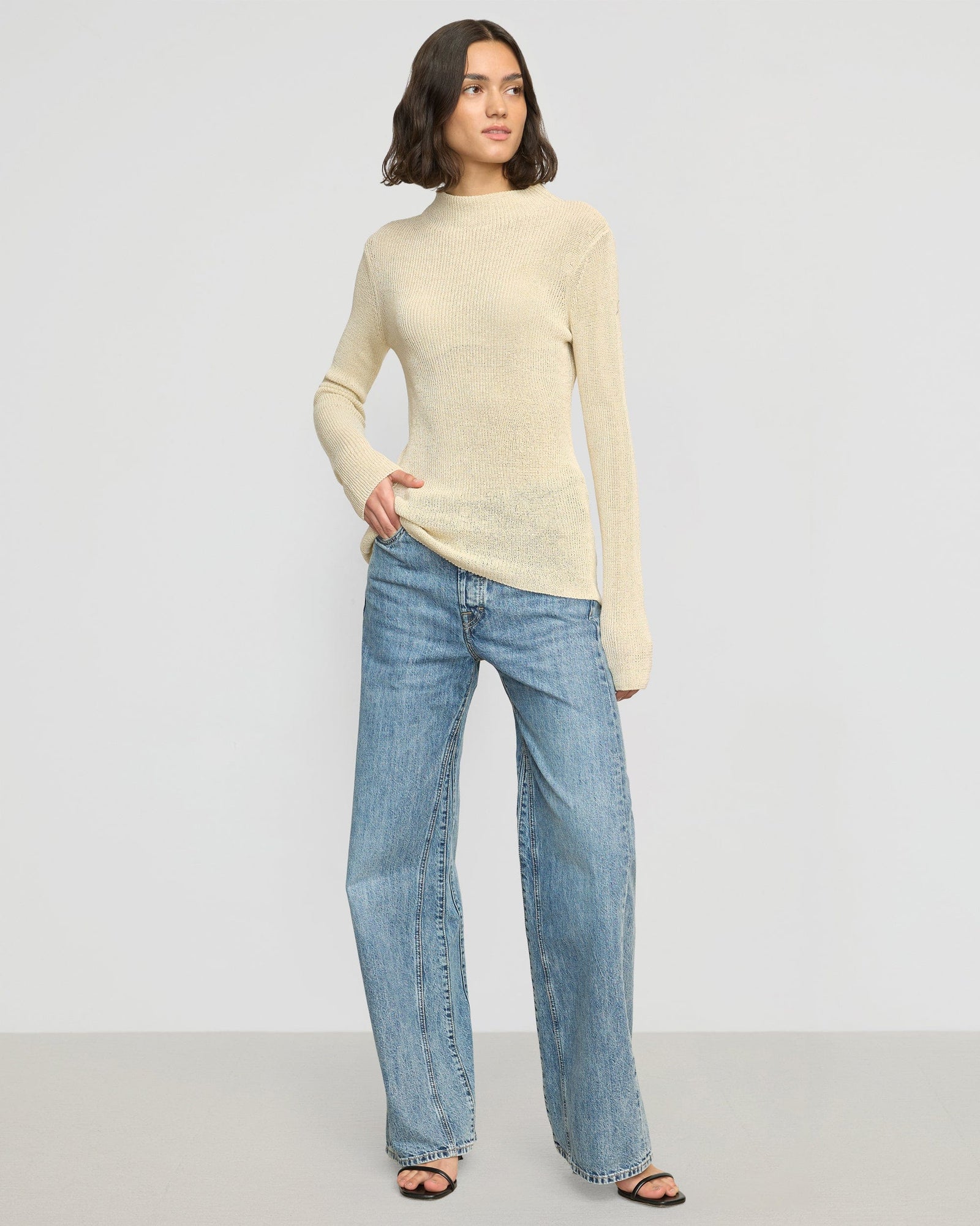 Lynne Slim Semi-Sheer Sweater | Champagne