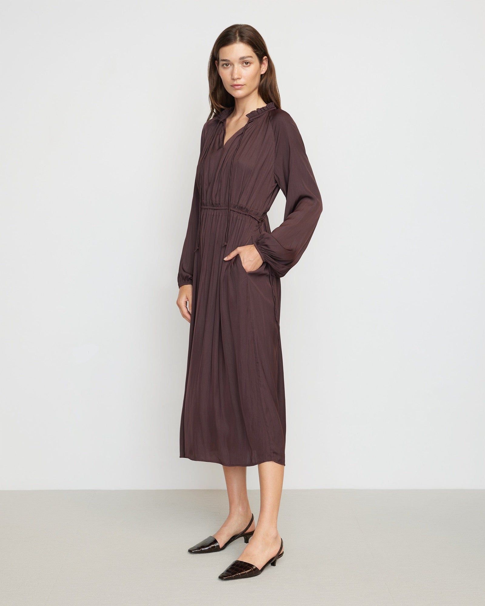 Renée | Magdalena Long Sleeve Plisse Dress in Size Small