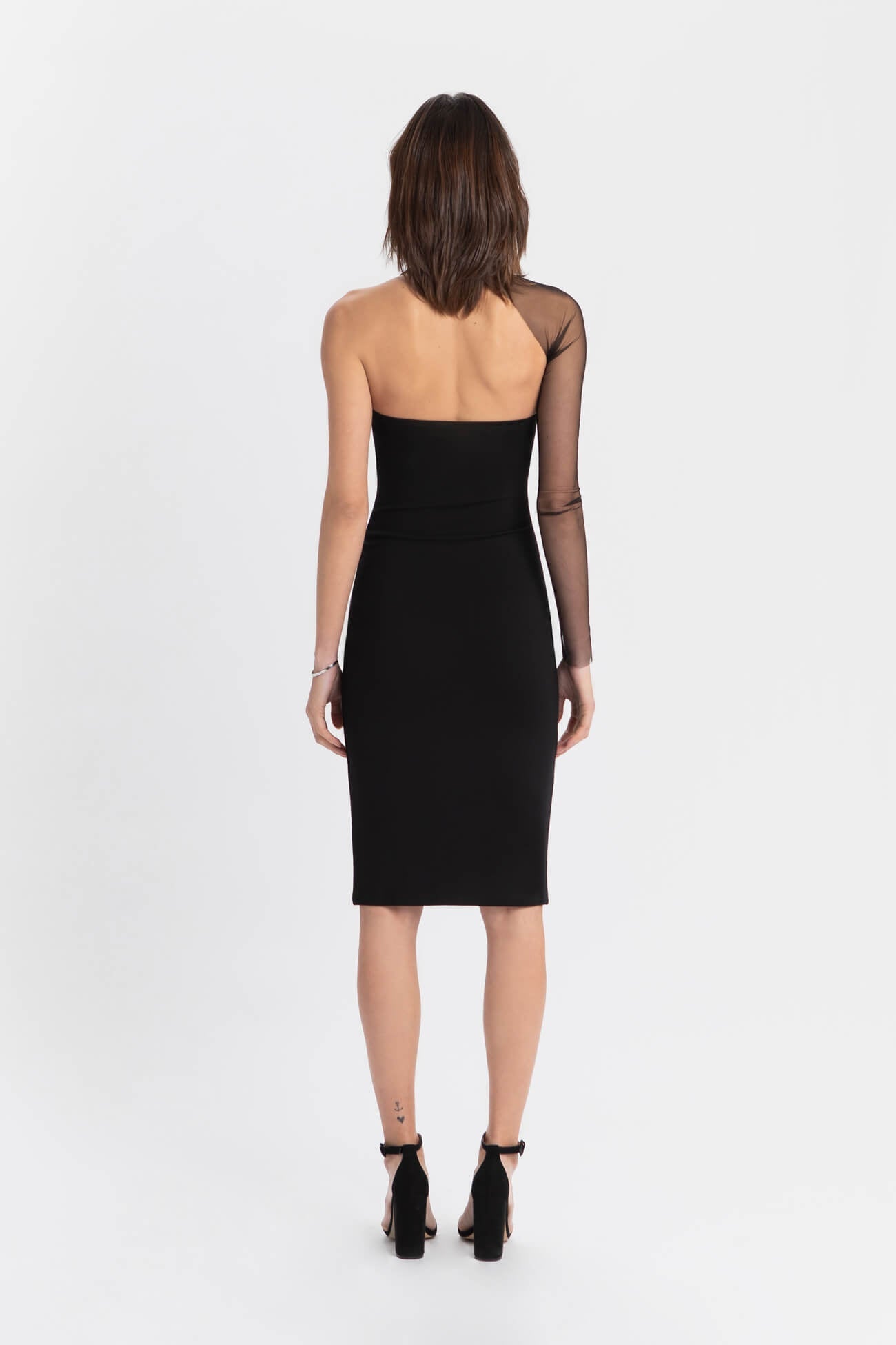 Manhatten Mesh Sleeve Dress | Black Mesh