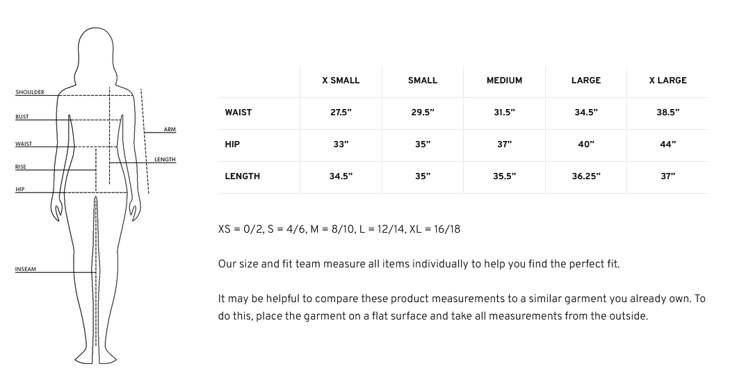 Product size guide