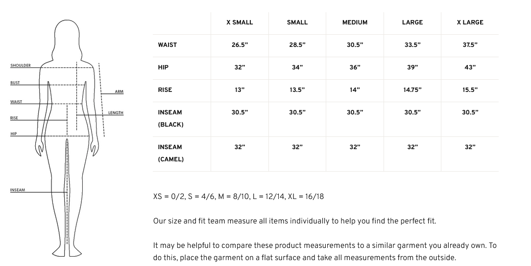 Product size guide