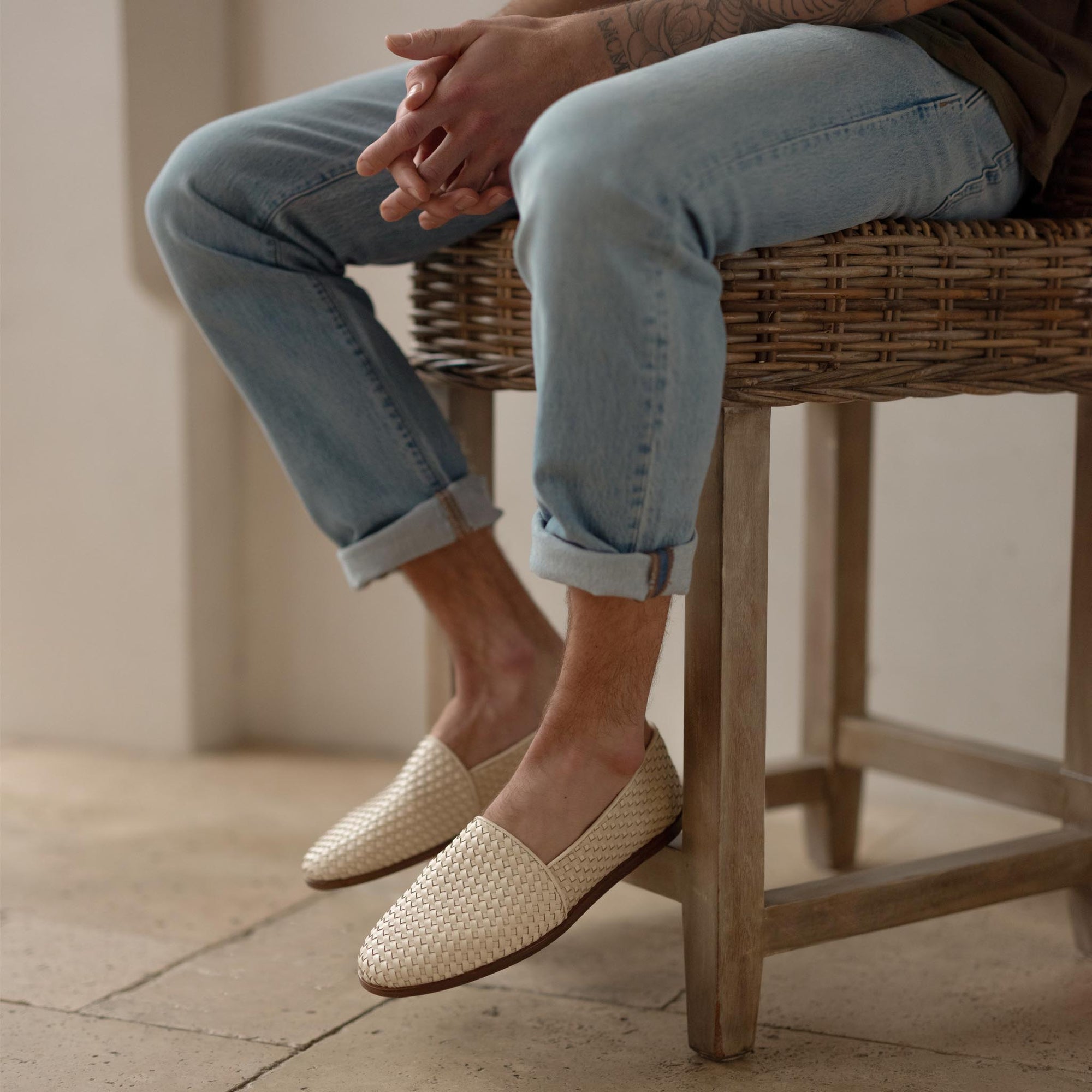 Mens | Alejandro Woven Slip On Woven | Bone