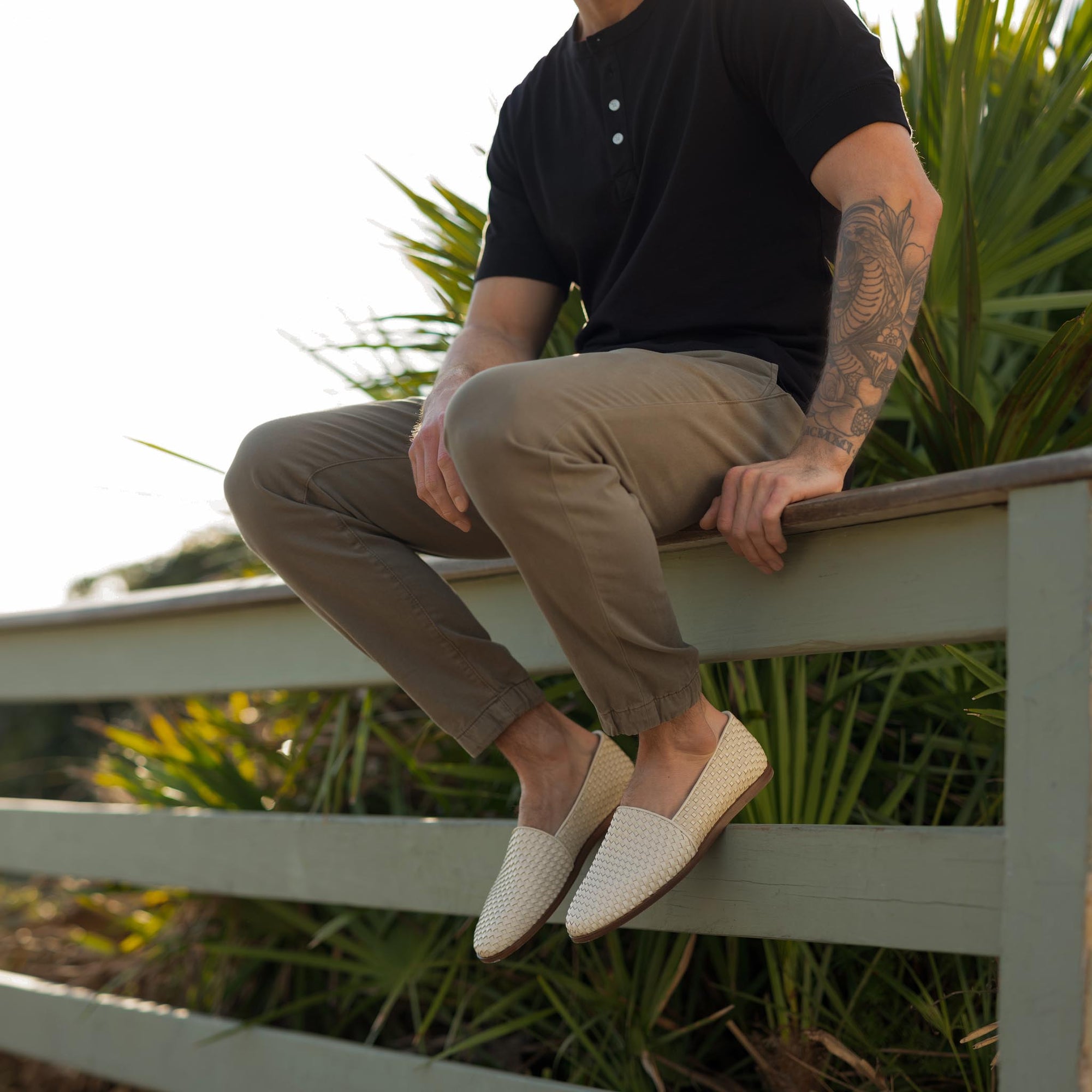 Image 3 of the Alejandro woven Slip on bone on model