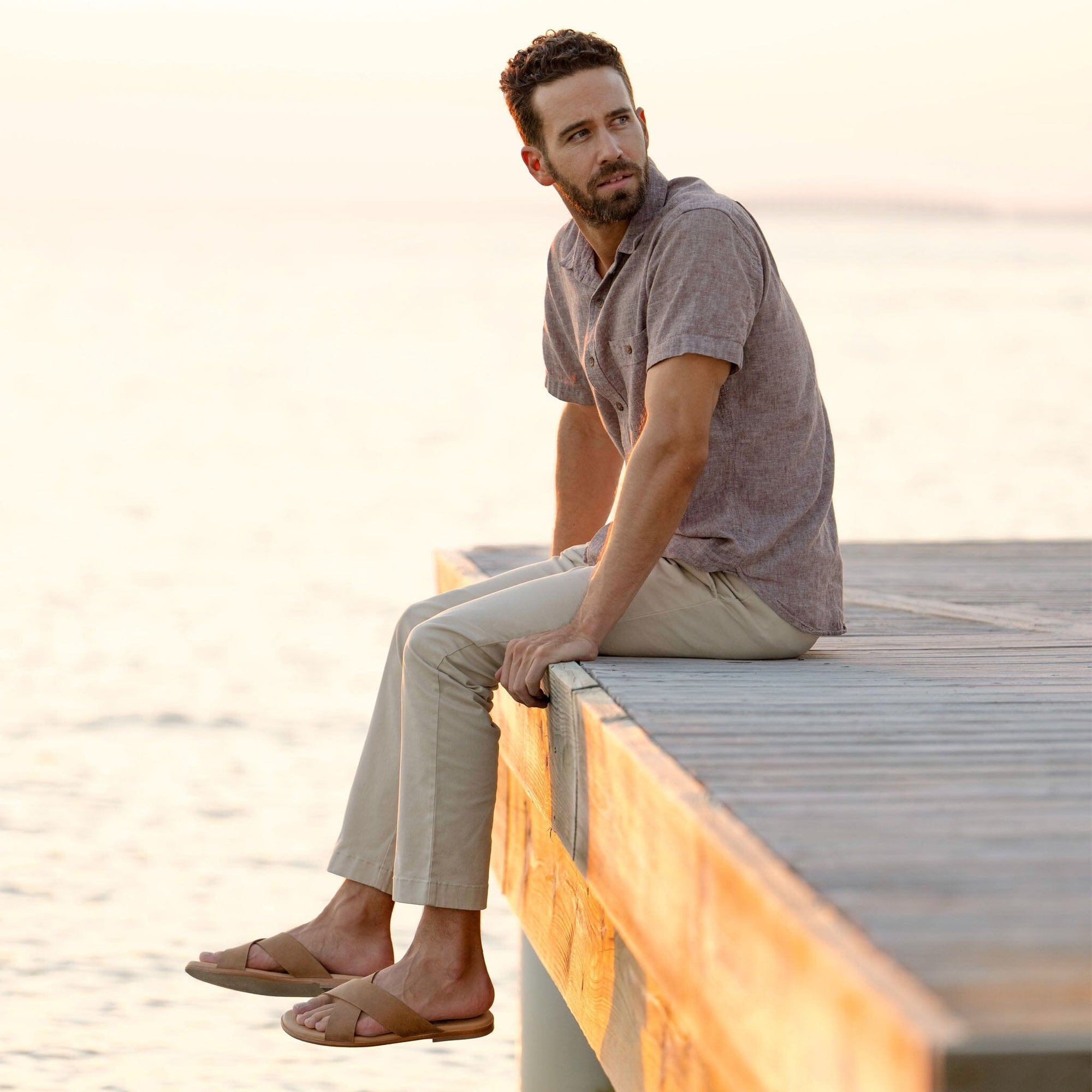 Dante Cross Strap Sandal Tobacco Men's Leather Sandal Nisolo