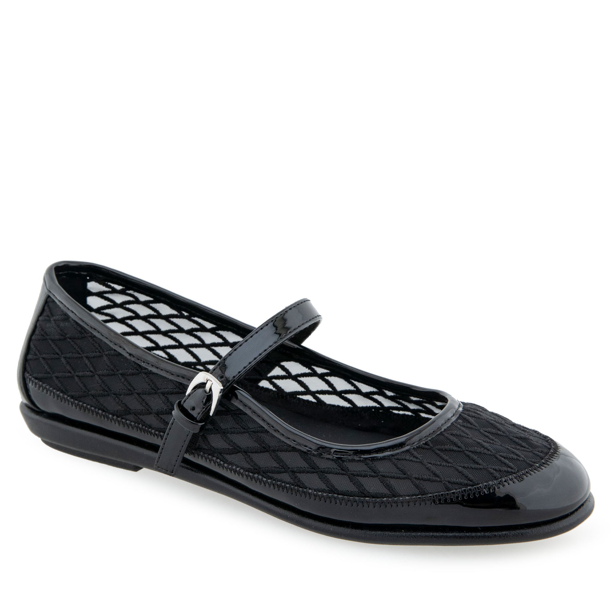 Baylee Casual Flat | Black Mesh Fabric