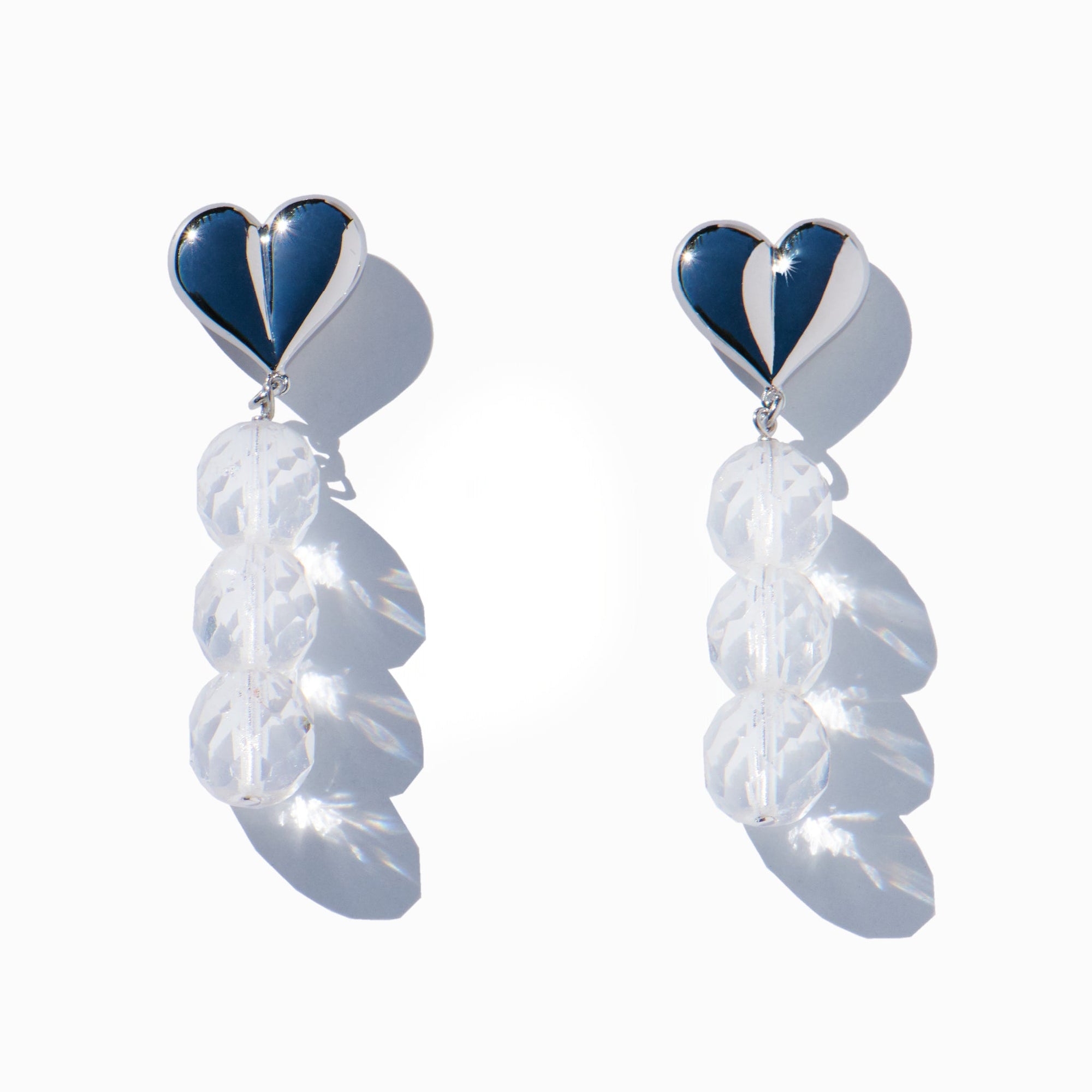 Heart Mini Earrings | Silver | Glass Beads