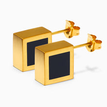 Phi Earrings | 18K Gold Plated | Onyx
