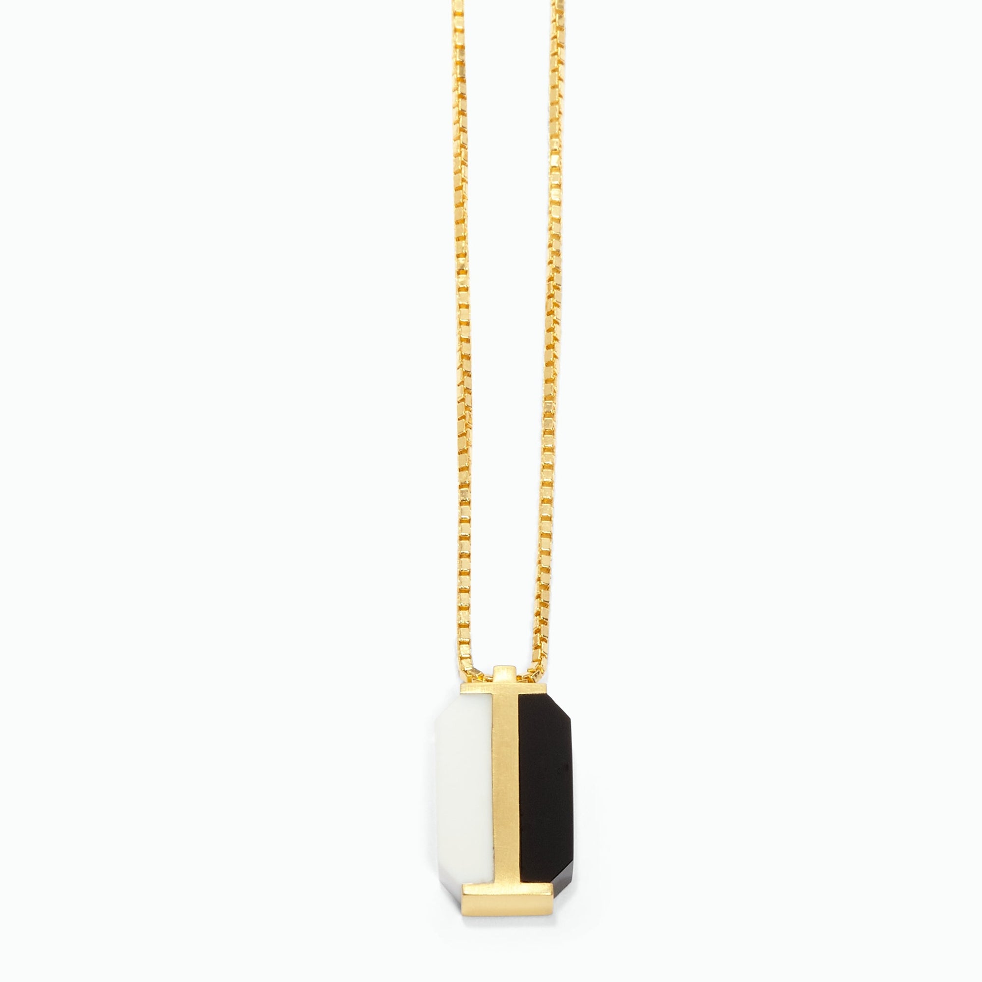 Twin Pendant | 18K Gold Plated | White Agate/Onyx