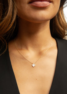 Mini Icon White Necklace | White Pearls/Clear Crystal | 14K Gold Plated