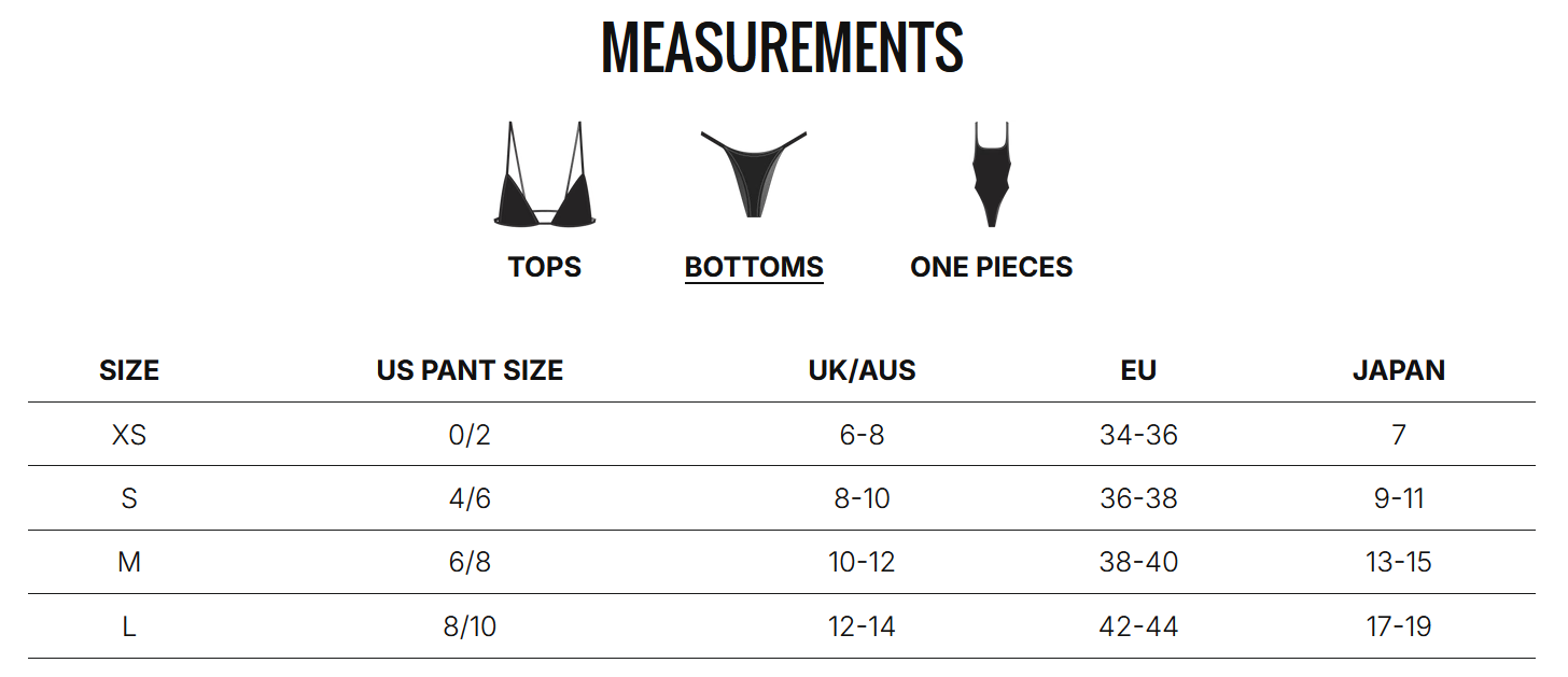 Product size guide