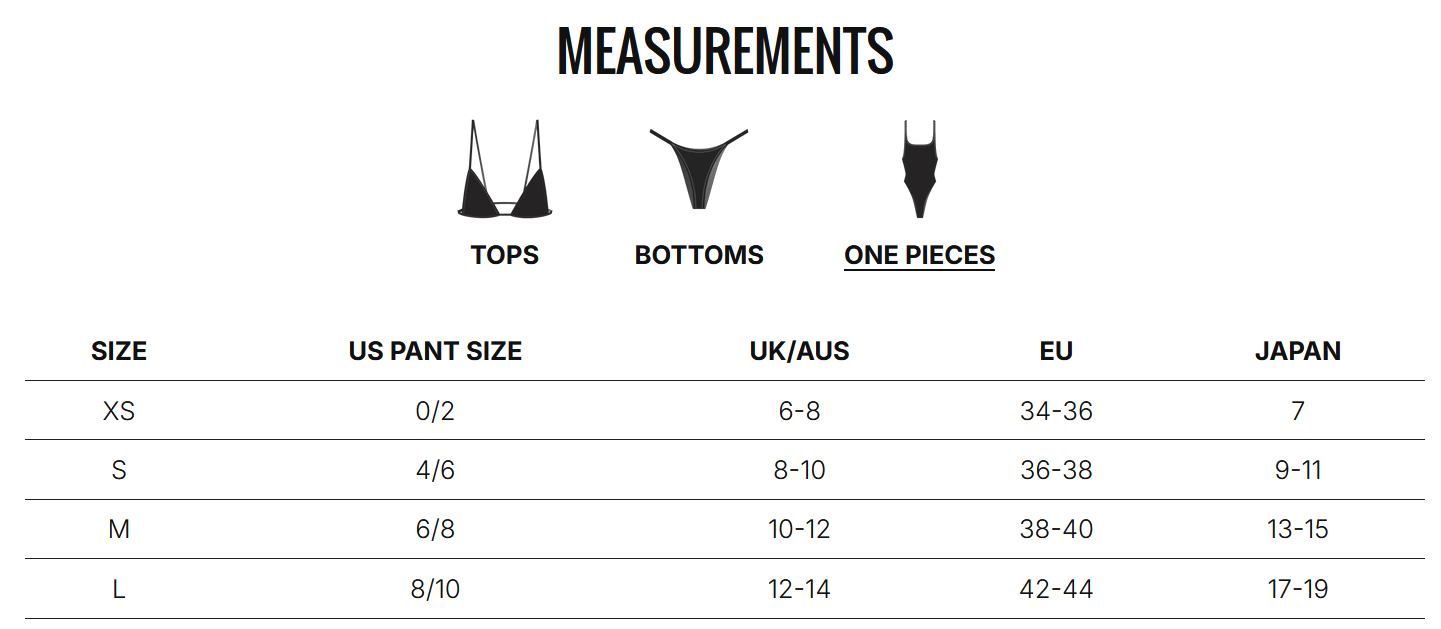 Product size guide