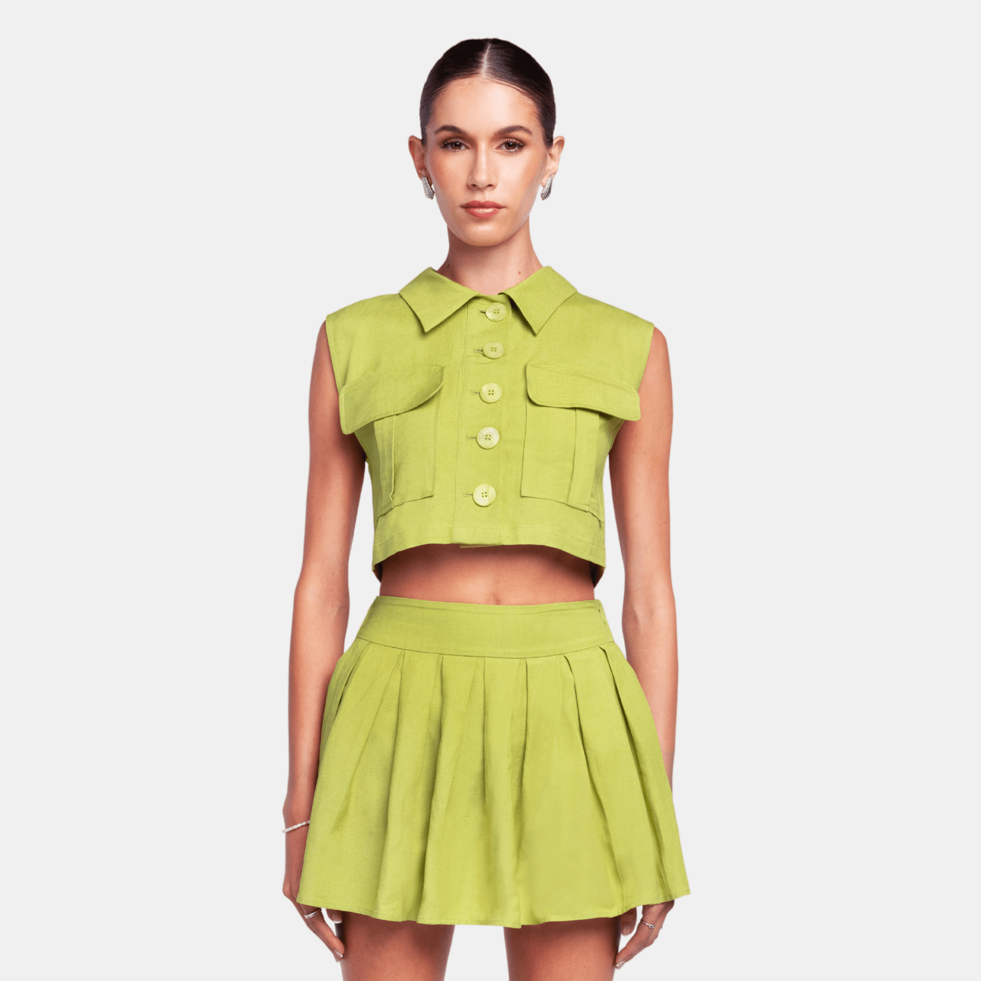 Mira Boxy Vest | Moss Green