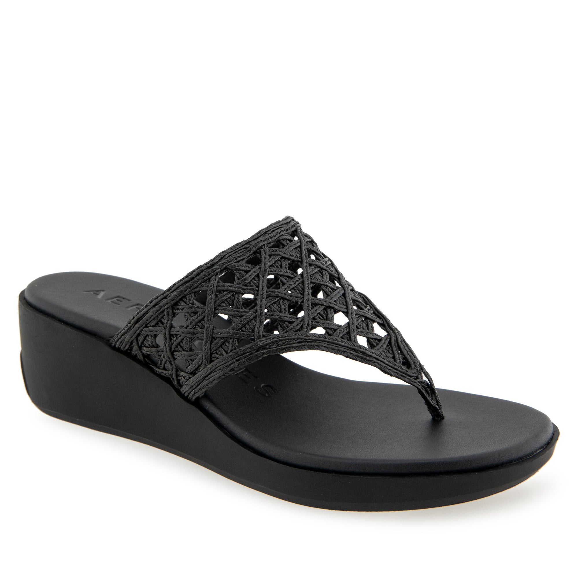 Ivie Sandal Wedge | Black Raffia
