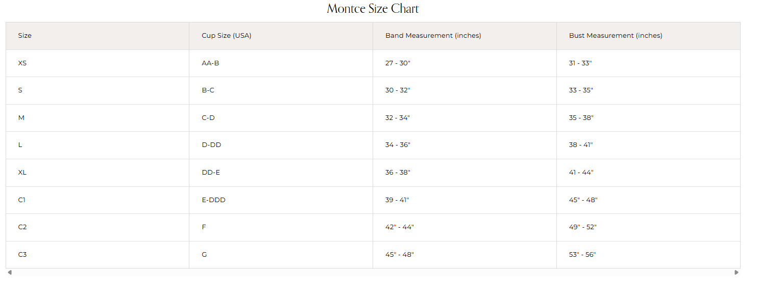 Product size guide