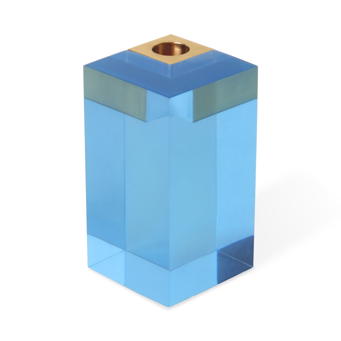 monte carlo candle holder large acrylic blue accent brass - view 3