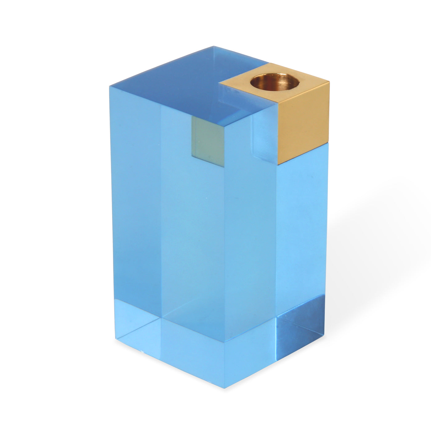 monte carlo candle holder large acrylic blue accent brass - view 4