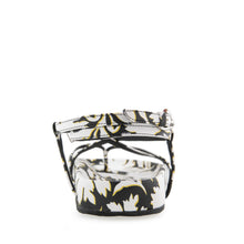 Leera Sandal Footbed | White/Black Printed Floral Faux Leather