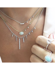 White Mini Diamond Bar Necklace | 14kt Gold
