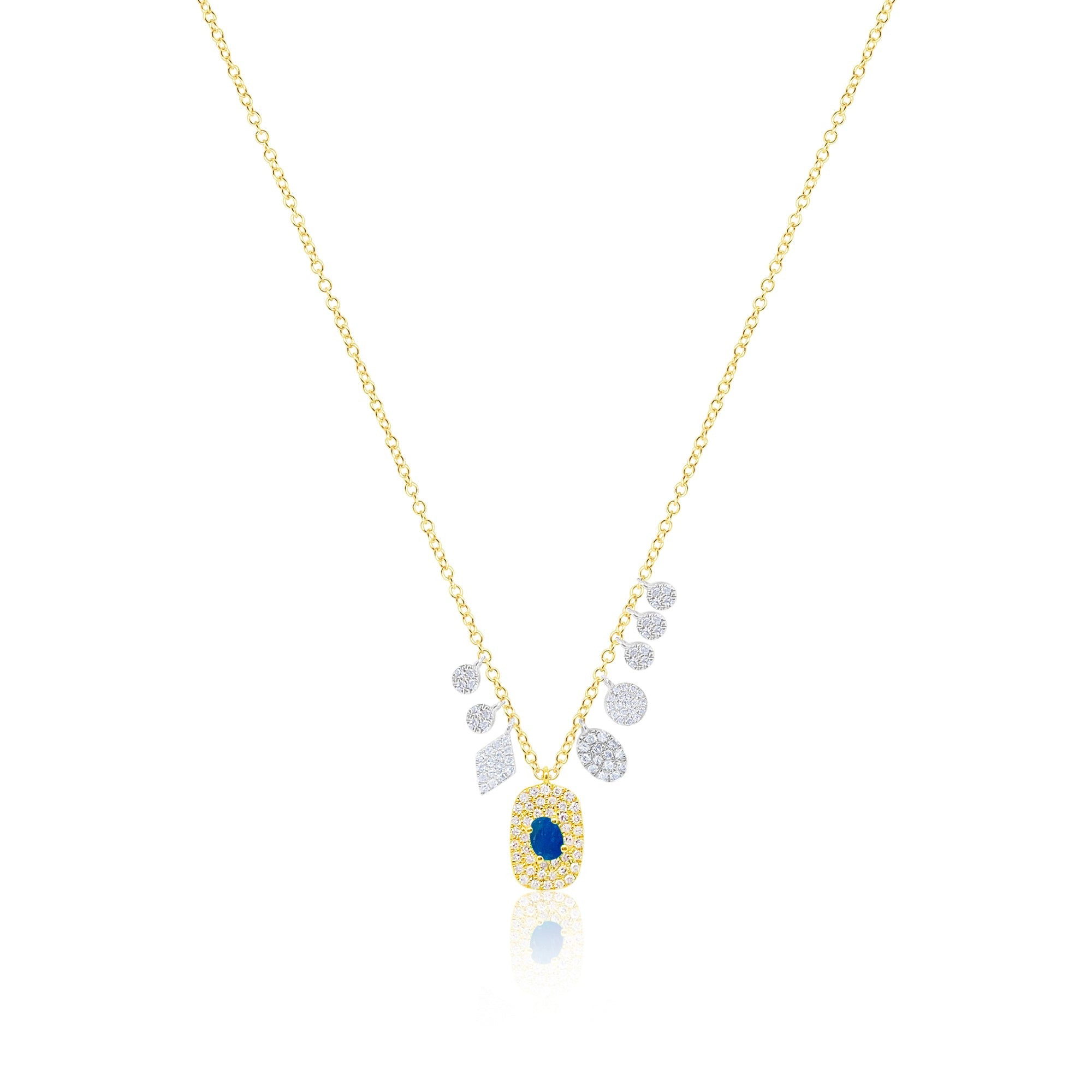 14Kt Yellow Gold Diamond And Opal Necklace With Charms 18 Inches Adjustable | Yellow Gold