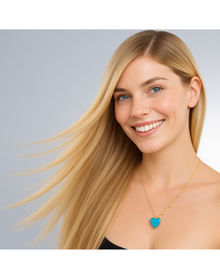 Turquoise Heart Necklace | Yellow Gold