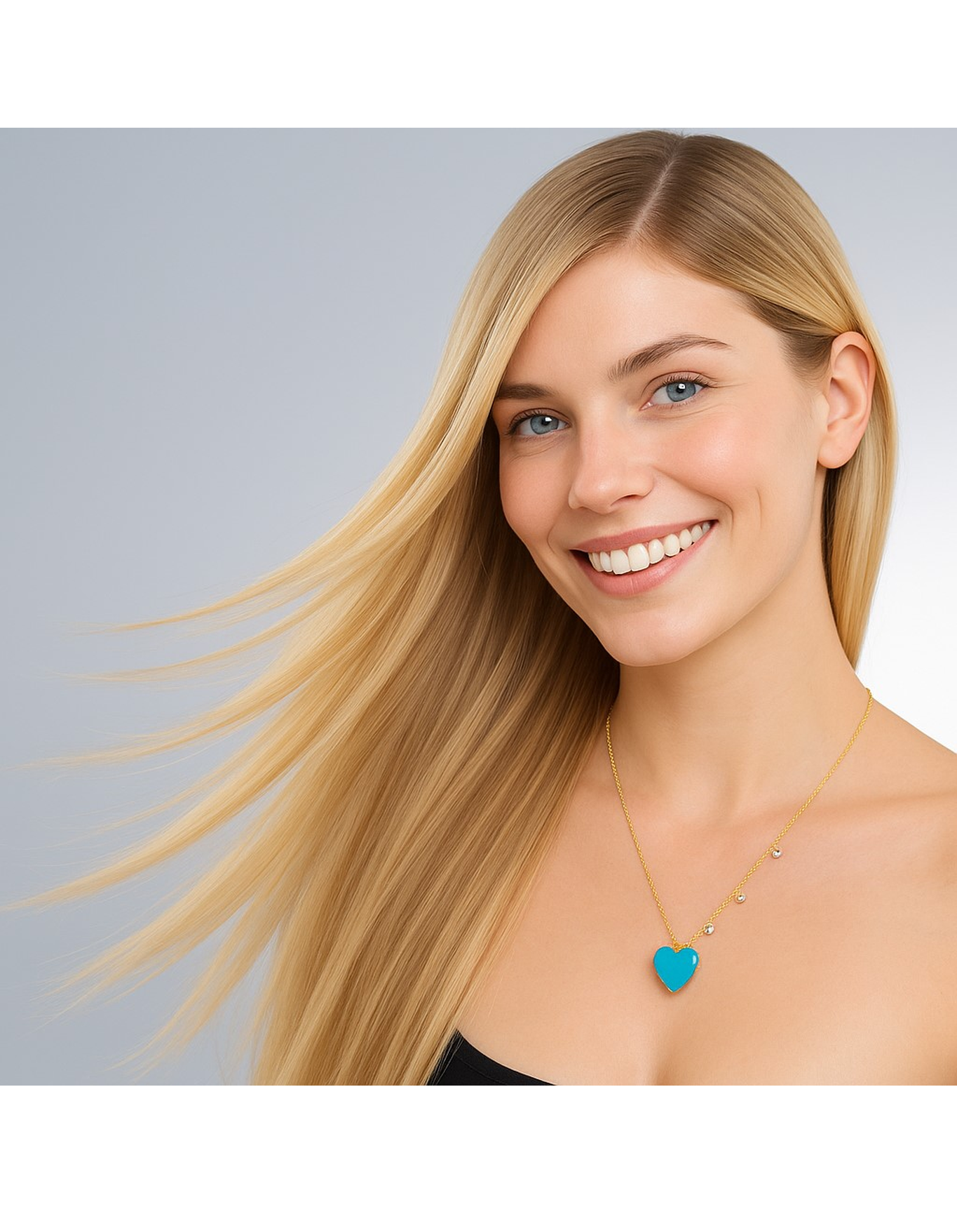 Turquoise Heart Necklace | Yellow Gold